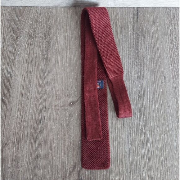 Vintage Roosternit Mohair Wool Square Tip Mens Rooster Tie Burgundy - Picture 2 of 6